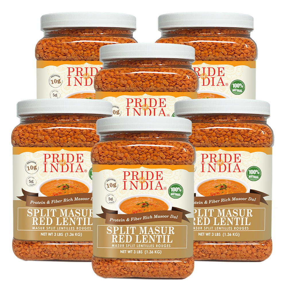 Indian Split Masur Red Lentils - Protein & Fiber Rich Masoor Dal Jar - Pride Of India