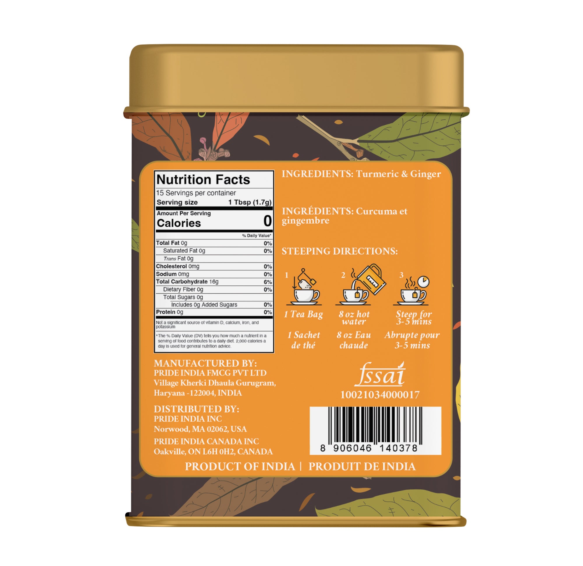 Golden Elixir - Turmeric Ginger Tea Bags - Pride Of India
