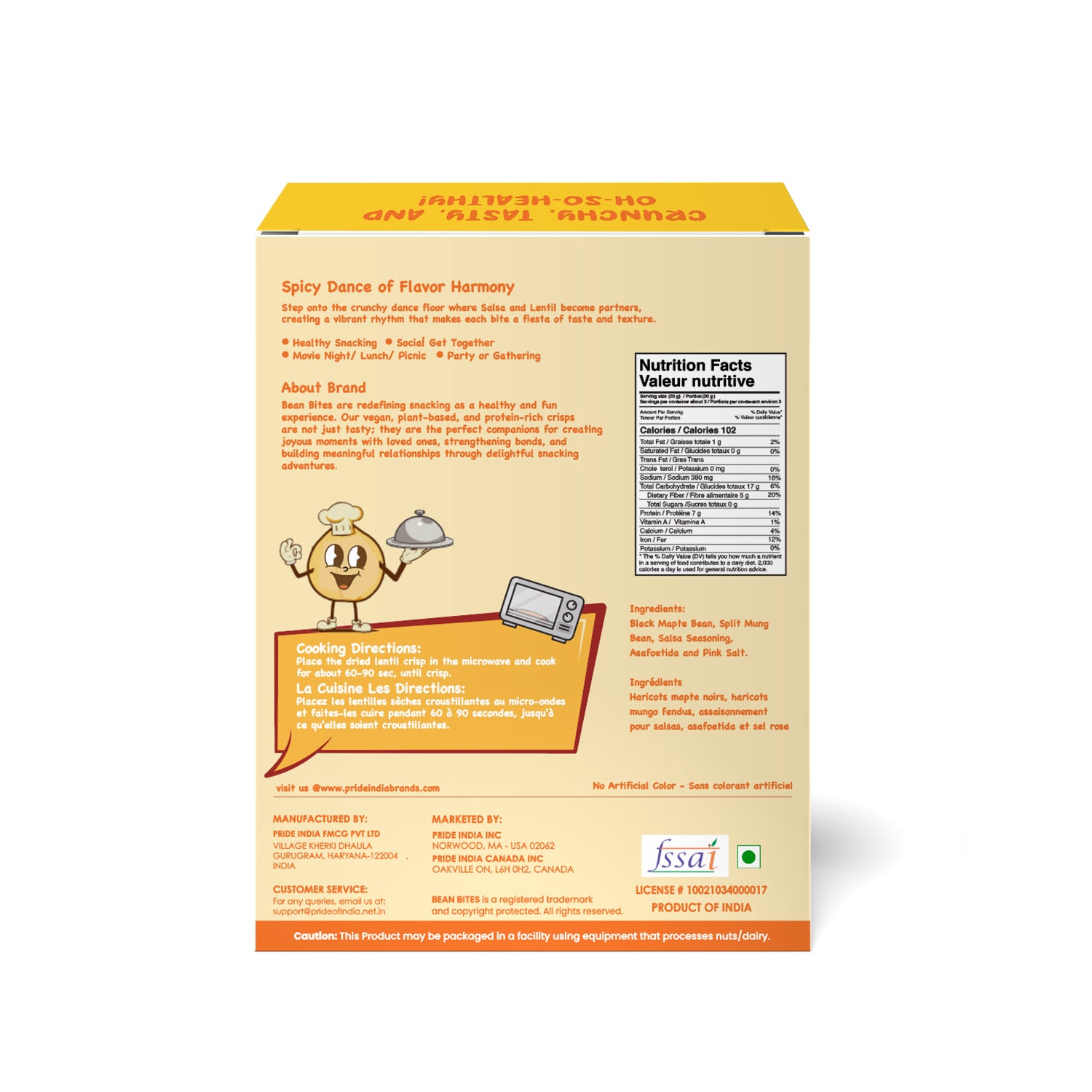 Bean Bites Salsa Mexicano Lentil Crisp - Pride Of India