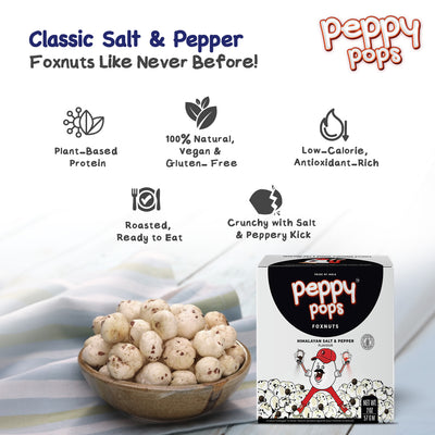 PEPPY POPS HIMALAYAN SALT & PEPPER ROASTED FOXNUTS - Pride Of India