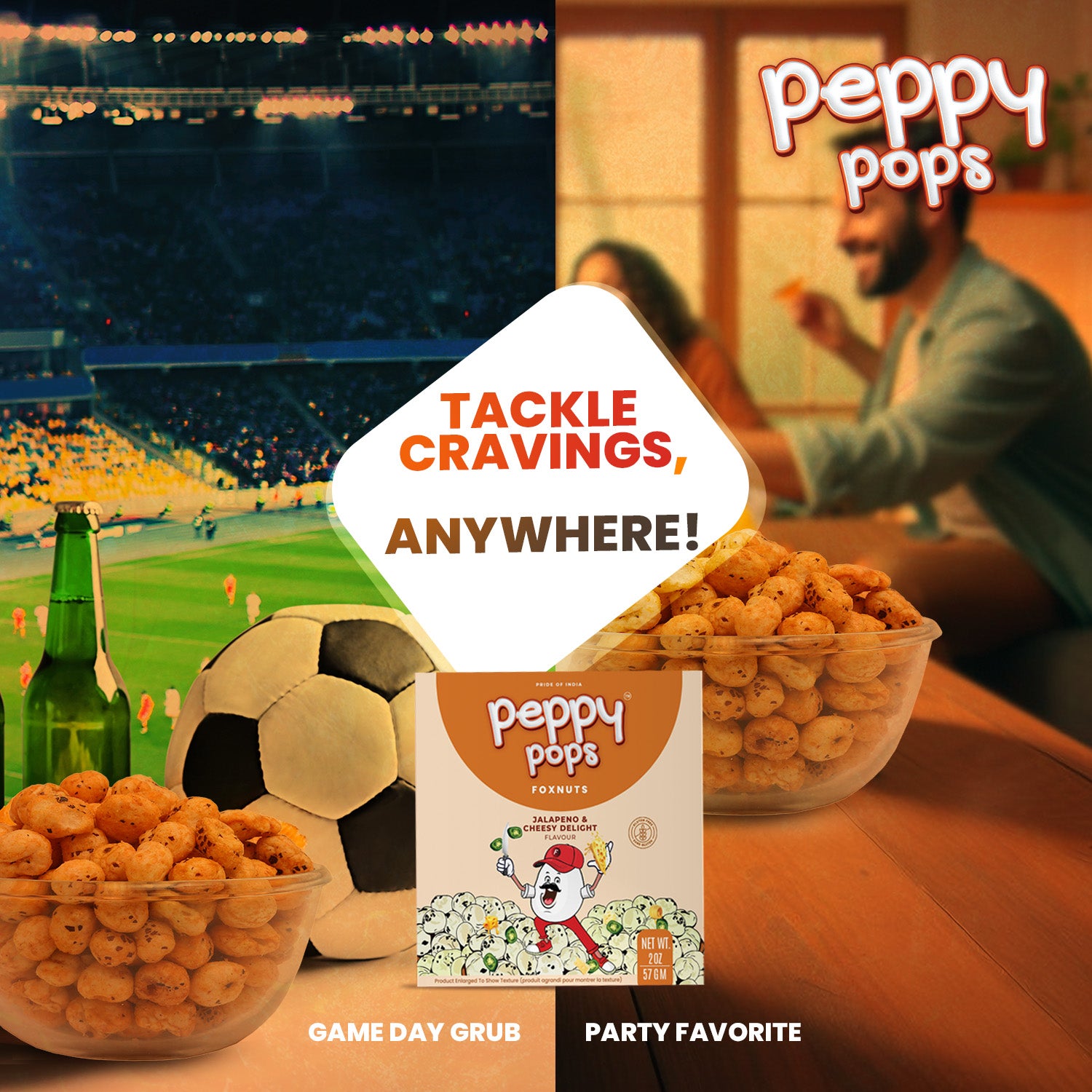 PEPPY POPS JALAPENO CHEESY ROASTED FOXNUTS - Pride Of India