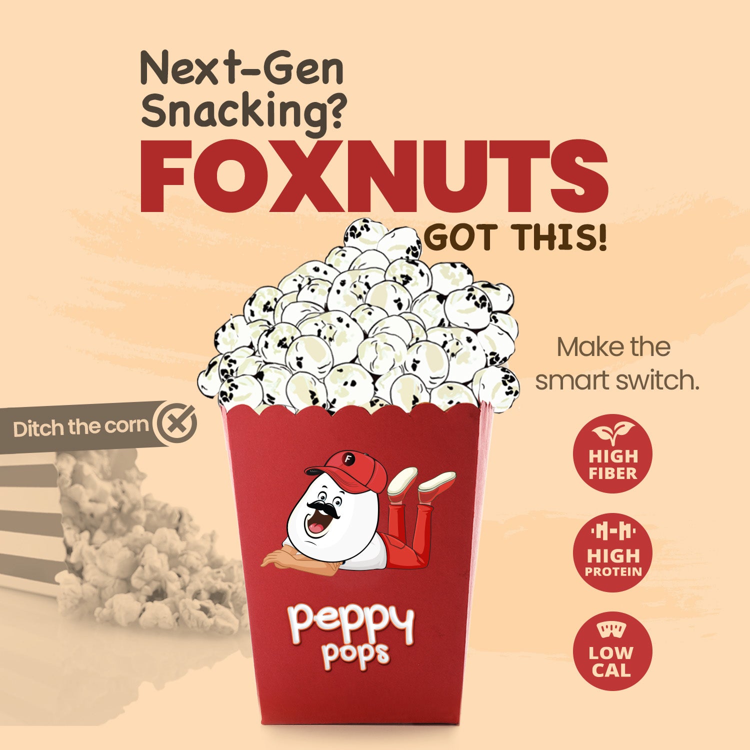 PEPPY POPS JALAPENO CHEESY ROASTED FOXNUTS - Pride Of India