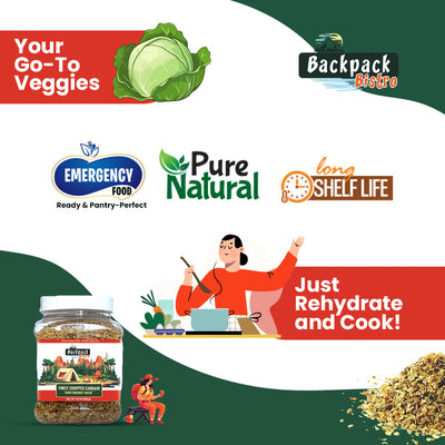 Backpack Bistro Dehydrated Finely Chopped Cabbage 8.8 oz (250 g) - Pride Of India